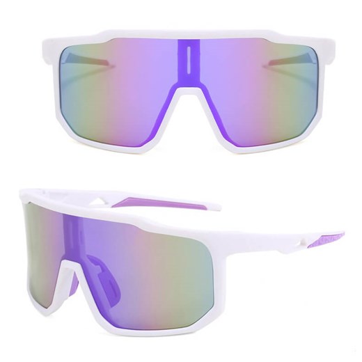 Sportowe okulary przeciwsłoneczne lustrzane STS-02C biały/fiolet ze sklepu Stylion w kategorii Okulary przeciwsłoneczne męskie - zdjęcie 185966462