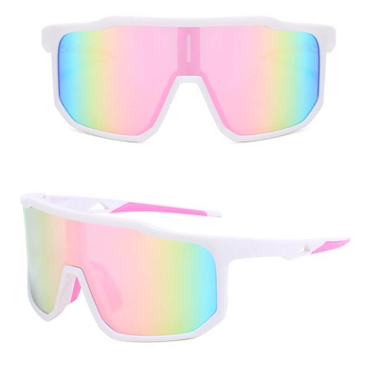 Sportowe okulary przeciwsłoneczne lustrzane STS-02D biały/róż ze sklepu Stylion w kategorii Okulary przeciwsłoneczne damskie - zdjęcie 185966463