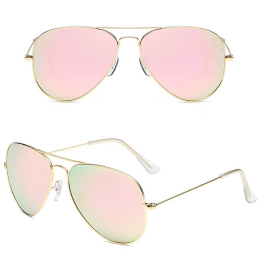Okulary przeciwsłoneczne pilotki lustrzane 2163L Złoty/Różowy ze sklepu Stylion w kategorii Okulary przeciwsłoneczne damskie - zdjęcie 185966472