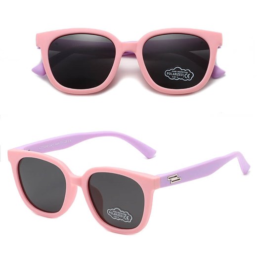 Dziecięce 5-9 lat gumowe okulary przeciwsłoneczne polaryzacyjne POL-JR-66E róż/fiolet ze sklepu Stylion w kategorii Okulary korekcyjne męskie - zdjęcie 185966622