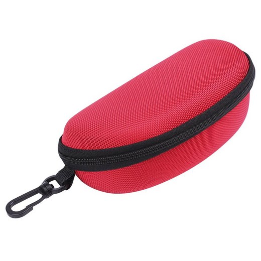 Etui na okulary futerał na zamek z karabińczykiem kolor czerwony ze sklepu Stylion w kategorii Okulary zerówki męskie - zdjęcie 185966662