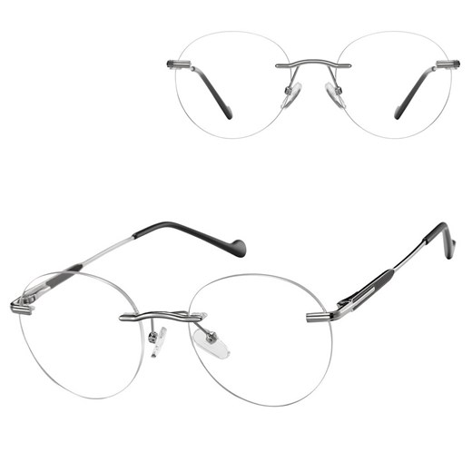 Bezramkowe oprawki korekcyjne okulary zerówki patentki na teleskopach 870B srebrny/czarny ze sklepu Stylion w kategorii Oprawki do okularów damskie - zdjęcie 185966733