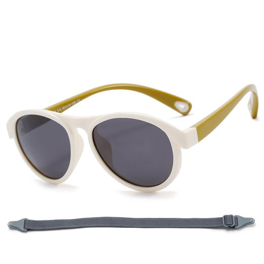 Dziecięce 3-6 lat gumowe okulary przeciwsłoneczne polaryzacyjne z gumką POL-JR-71C biały/oliwka - id: 10158 - marki Stylion - 185966823 Dziecięce 3-6 lat gumowe okulary przeciwsłoneczne polaryzacyjne z gumką POL-JR-71C biały/oliwka ze sklepu Stylion w kategorii Okulary przeciwsłoneczne dziecięce - zdjęcie 185966823