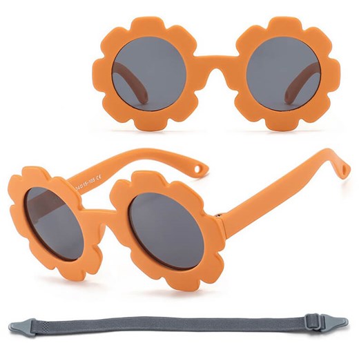 Dziecięce 0-2 lata gumowe okulary przeciwsłoneczne polaryzacyjne z gumką POL-JR-72 pomarańcz ze sklepu Stylion w kategorii Oprawki do okularów męskich - zdjęcie 185966832