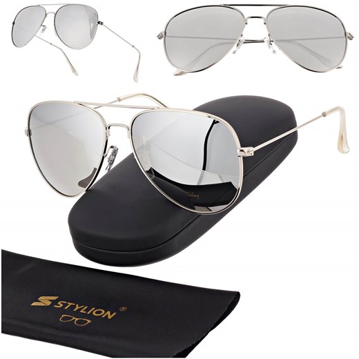Okulary przeciwsłoneczne z polaryzacją pilotki POL-3026B srebrne ze sklepu Stylion w kategorii Okulary przeciwsłoneczne damskie - zdjęcie 185966861