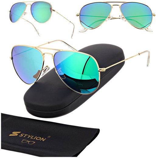 Okulary przeciwsłoneczne z polaryzacją pilotki POL-3026D złoty/zielony ze sklepu Stylion w kategorii Okulary przeciwsłoneczne damskie - zdjęcie 185966864