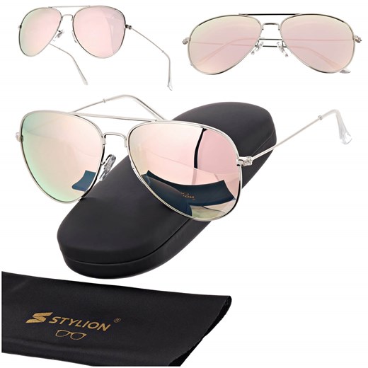 Okulary przeciwsłoneczne z polaryzacją pilotki POL-3026M srebrny/różowy ze sklepu Stylion w kategorii Okulary przeciwsłoneczne damskie - zdjęcie 185966870