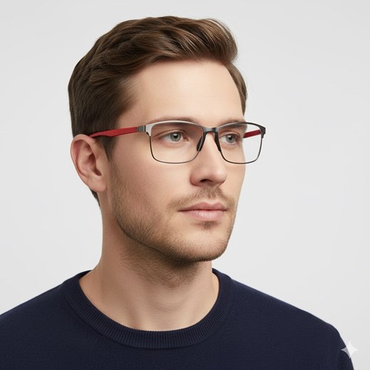 Męskie okulary zerówki korekcyjne ST337 grafit/czerwony - id: 8954 - marki Stylion - 185966882 Męskie okulary zerówki korekcyjne ST337 grafit/czerwony ze sklepu Stylion w kategorii Oprawki do okularów męskich - zdjęcie 185966882