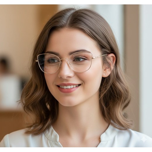 Okulary oprawki korekcyjne kocie oczy zerówki Sunoptic L119F różowe złoto ze sklepu Stylion w kategorii Okulary korekcyjne damskie - zdjęcie 185966883