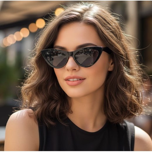 Okulary Kocie Oczy przeciwsłoneczne damskie czarne F-293 ze sklepu Stylion w kategorii Okulary przeciwsłoneczne damskie - zdjęcie 185966900
