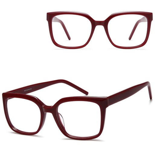 Damskie okulary acetatowe oprawki korekcyjne zerówki kwadratowe AC379D bordowe ze sklepu Stylion w kategorii Oprawki do okularów damskie - zdjęcie 185966903