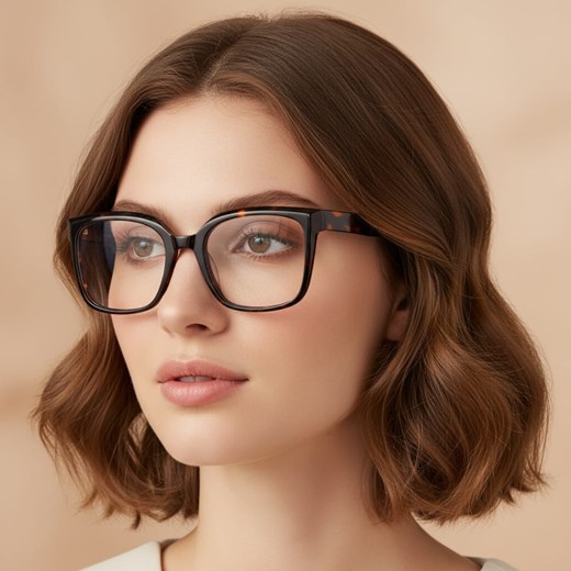 Damskie okulary acetatowe oprawki korekcyjne zerówki kwadratowe AC379B panterka ze sklepu Stylion w kategorii Oprawki do okularów damskie - zdjęcie 185966911