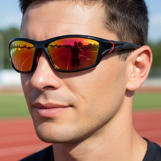 Męskie sportowe okulary lustrzane przeciwsłoneczne z polaryzacją SPD122LB ze sklepu Stylion w kategorii Okulary przeciwsłoneczne męskie - zdjęcie 185966914