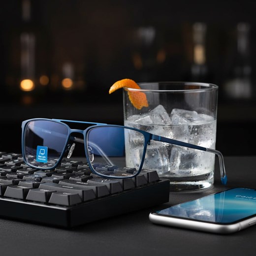 Męskie okulary PREMIUM +1.25 do czytania i komputera Blue Light+Antyrefleks STL280 niebieskie ze sklepu Stylion w kategorii Okulary korekcyjne męskie - zdjęcie 185966921