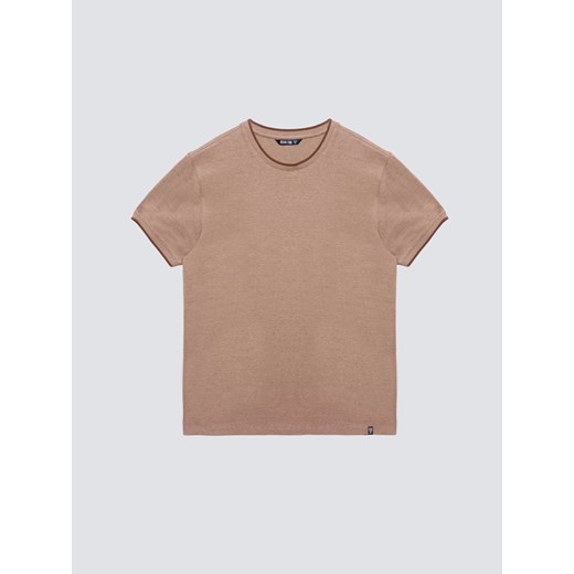 Koszulka męska z logo BIG STAR na piersi brązowa Lobber 804 ze sklepu Big Star w kategorii T-shirty męskie - zdjęcie 185967514