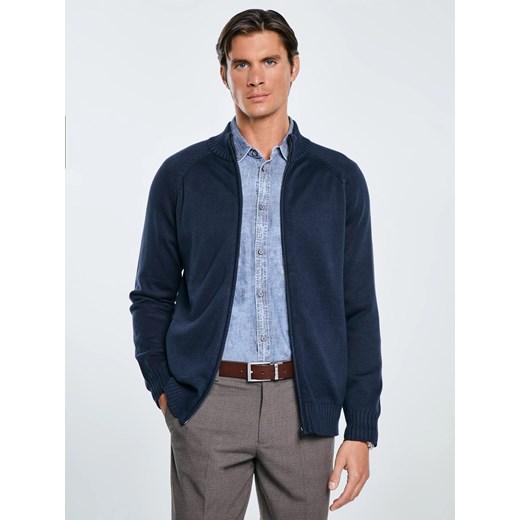Sweter męski rozpinany ze stójką granatowy Nazar 403 ze sklepu Big Star w kategorii Swetry męskie - zdjęcie 185967800