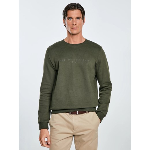 Bluza męska ze splotem pique khaki Wiron 303 ze sklepu Big Star w kategorii Bluzy męskie - zdjęcie 185967872