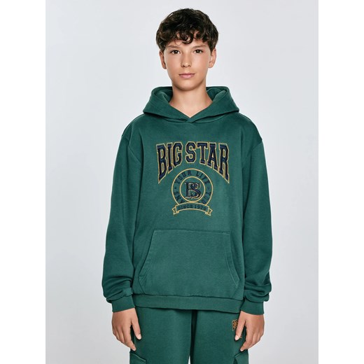 Bluza chłopięca z kapturem z haftem zielona Liron 304 ze sklepu Big Star w kategorii Bluzy chłopięce - zdjęcie 185967901