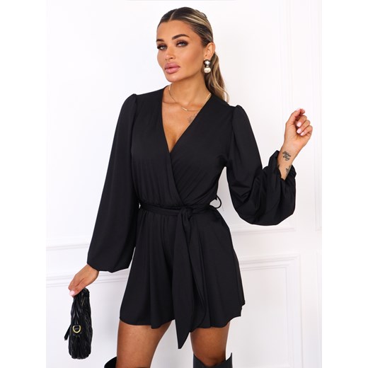 KOMBINEZON Z WIĄZANIEM W PASIE- CZARNY ze sklepu olika.com.pl w kategorii Kombinezony damskie - zdjęcie 185968400