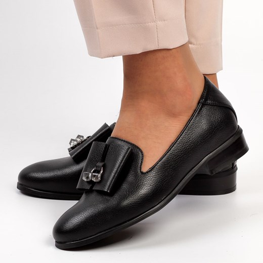 Czarne półbuty damskie na obcasie Potocki 12006 Bk ze sklepu suzana.pl w kategorii Półbuty damskie - zdjęcie 185969811