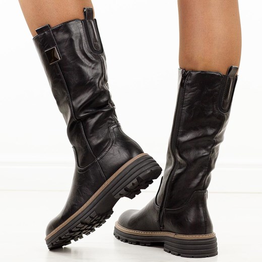 Czarne kozaki damskie na traperze Jezzi Asa259-9 Jezzi 41 suzana.pl