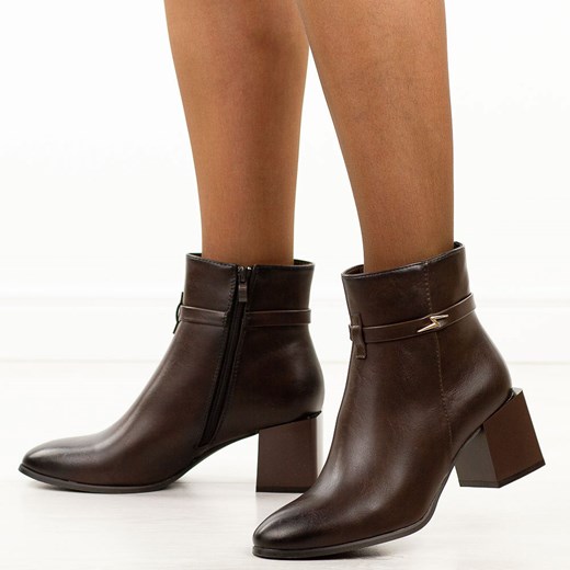 Brązowe botki damskie na obcasie M.Daszyński Sa217-18 37 suzana.pl