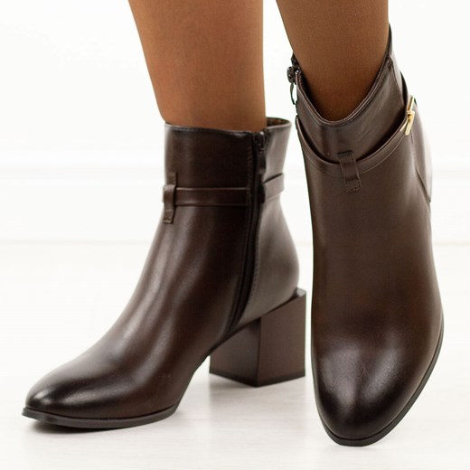 Brązowe botki damskie na obcasie M.Daszyński Sa217-18 37 suzana.pl