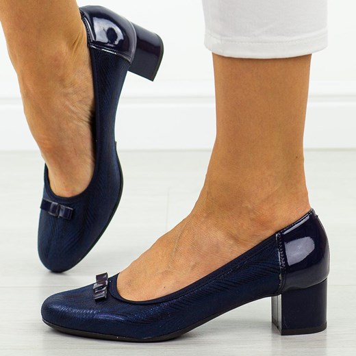 Granatowe Polskie czółenka damskie na obcasie Suzana 33m Suzana 37 suzana.pl okazja