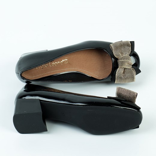 Czarne lakierowane czółenka damskie Sergio Leone Pb120 Lak ze sklepu suzana.pl w kategorii Czółenka - zdjęcie 185971892