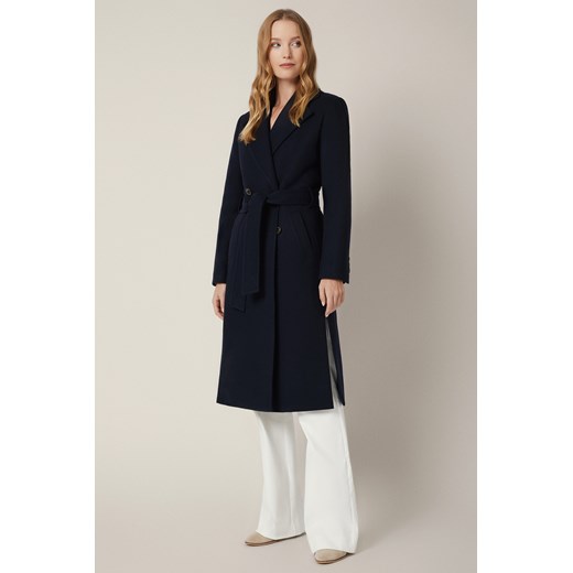 Płaszcz Granatowy z Wełną Dwurzędowy Damski Lunaris ze sklepu Lancerto S.A. w kategorii Płaszcze damskie - zdjęcie 185972921