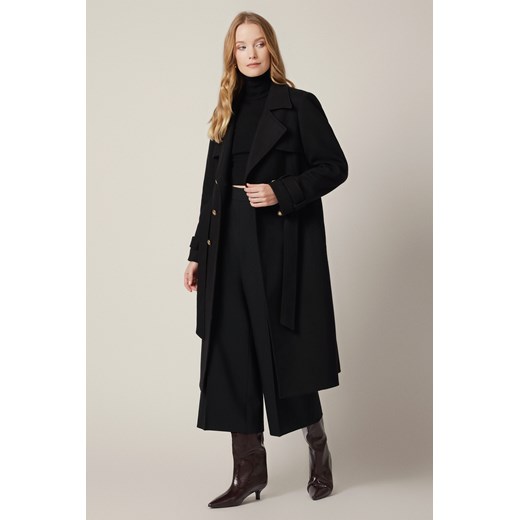 Płaszcz Czarny z Wełną Dwurzędowy Damski Eloria ze sklepu Lancerto S.A. w kategorii Kurtki i płaszcze damskie - zdjęcie 185972932