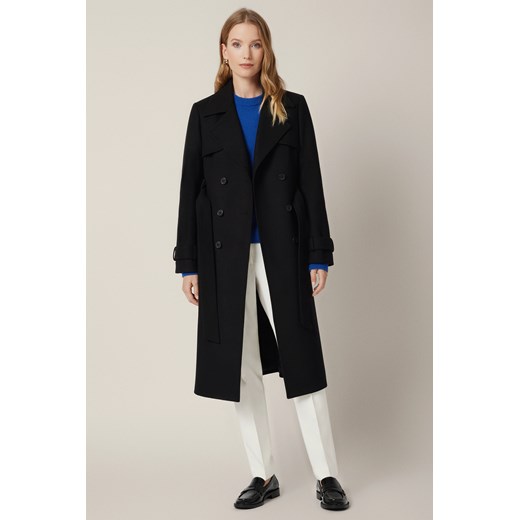 Płaszcz Czarny z Wełną Dwurzędowy Damski Mistelle ze sklepu Lancerto S.A. w kategorii Płaszcze damskie - zdjęcie 185972933