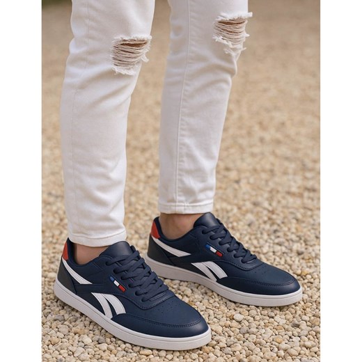 Sznurowane granatowe trampki męskie /B2-2 18146 T226/ ze sklepu Pantofelek24.pl w kategorii Trampki męskie - zdjęcie 185986963