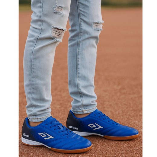 Granatowe sznurowane trampki halówki męskie /B6-3 18138 T586/ ze sklepu Pantofelek24.pl w kategorii Trampki męskie - zdjęcie 185987042