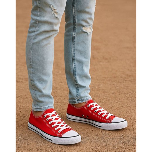 Trampki męskie Sznurowane czerwone z tkaniny /G3-2 17915 T230/ ze sklepu Pantofelek24.pl w kategorii Trampki męskie - zdjęcie 185987064