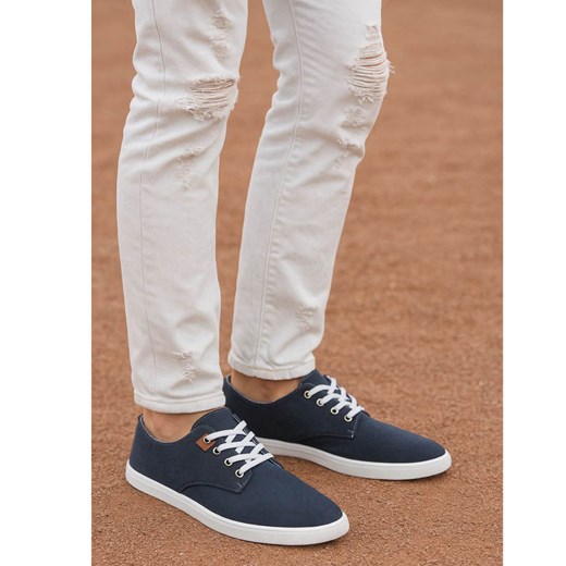 Granatowe sznurowane trampki męskie /e2-2 3502 T450/ ze sklepu Pantofelek24.pl w kategorii Trampki męskie - zdjęcie 185987133