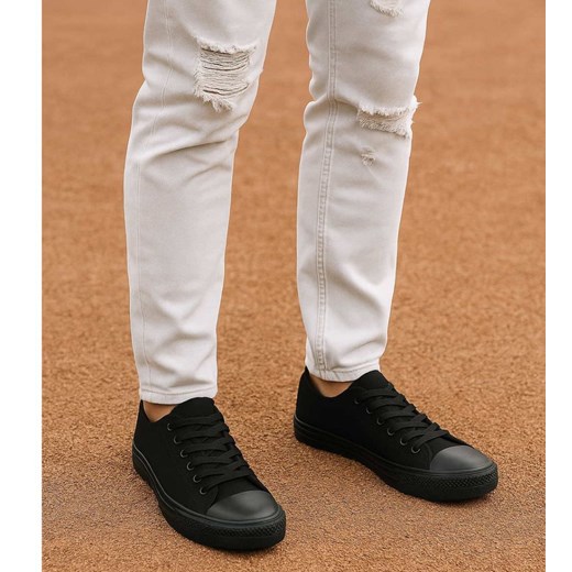 Trampki męskie Sznurowane czarne z tkaniny /F3-2 17806 T230/ ze sklepu Pantofelek24.pl w kategorii Trampki męskie - zdjęcie 185987181