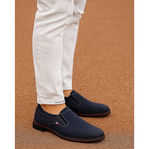 Granatowe męskie półbuty mokasyny /D1-1 17598 T446/ ze sklepu Pantofelek24.pl w kategorii Półbuty męskie - zdjęcie 185987270