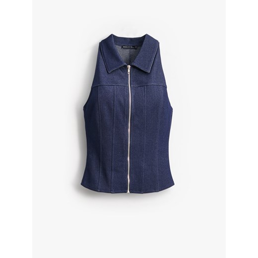 Mohito - Top z zamkiem - granatowy ze sklepu Mohito w kategorii Bluzki damskie - zdjęcie 185996050
