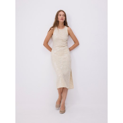 Reserved - Sukienka z cekinami - złamana biel ze sklepu Reserved w kategorii Sukienki - zdjęcie 185998983