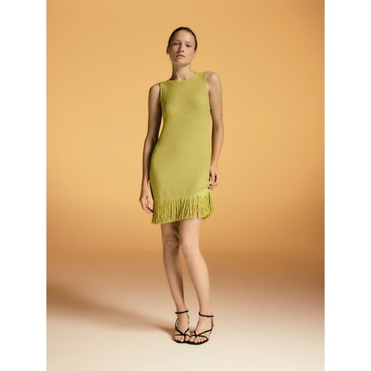 Reserved - Sukienka z frędzlami - oliwkowy ze sklepu Reserved w kategorii Sukienki - zdjęcie 185999144