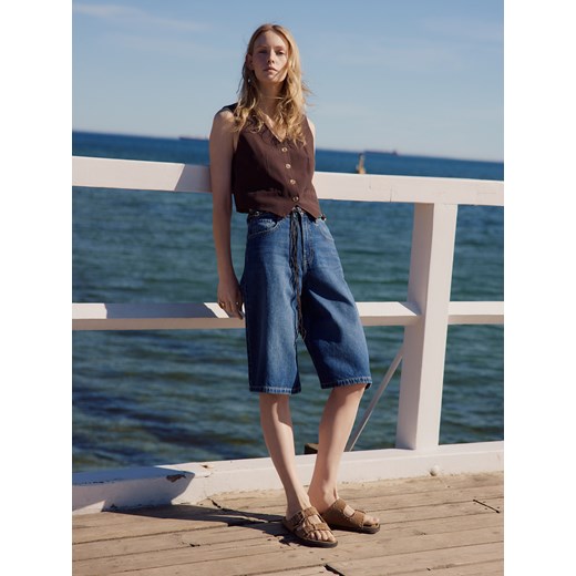 Reserved - Kamizelka graniturowa - ciemnobrązowy ze sklepu Reserved w kategorii Kamizelki damskie - zdjęcie 185999250