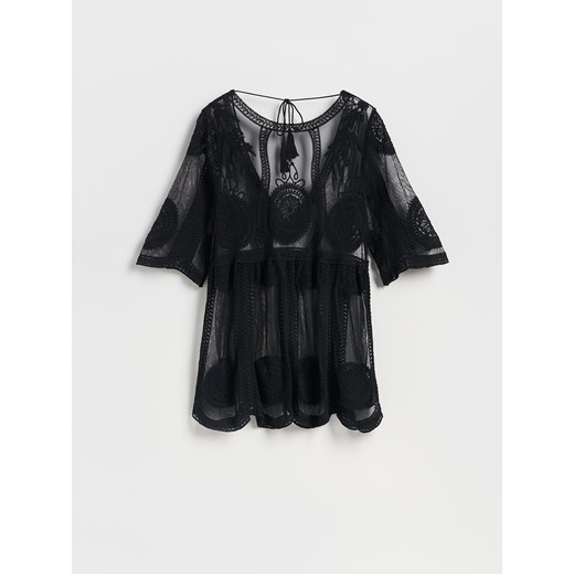 Reserved - Ponczo we wzory - czarny ze sklepu Reserved w kategorii Odzież plażowa - zdjęcie 185999674