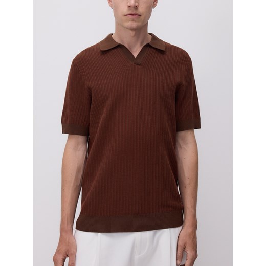 Reserved - Strukturalny sweter polo - bordowy ze sklepu Reserved w kategorii Swetry męskie - zdjęcie 186000502