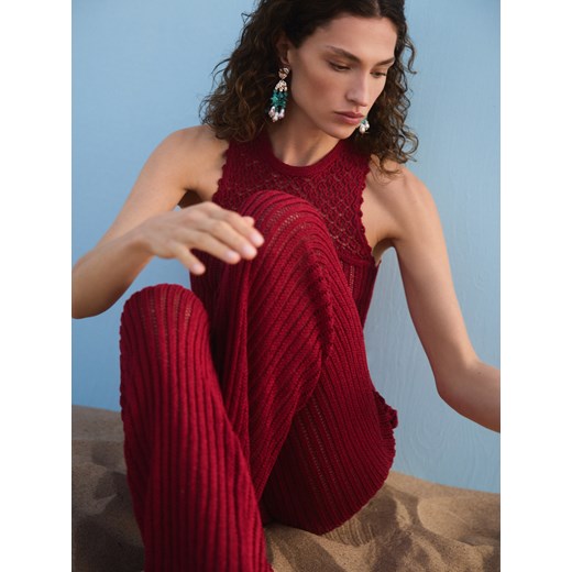 Reserved - Dzianinowe spodnie - intenstywna czerwień ze sklepu Reserved w kategorii Spodnie damskie - zdjęcie 186000874