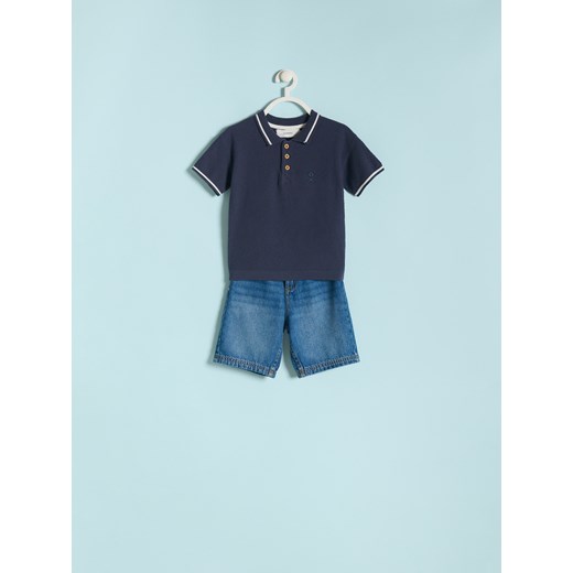 Reserved - Sweterkowy t-shirt polo - granatowy ze sklepu Reserved w kategorii T-shirty chłopięce - zdjęcie 186001161