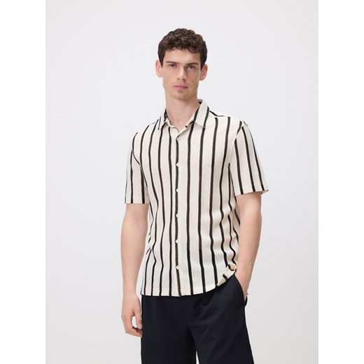 Reserved - Koszula regular fit w paski - złamana biel ze sklepu Reserved w kategorii T-shirty męskie - zdjęcie 186001290