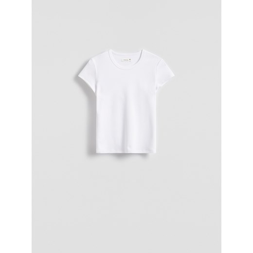Reserved - T-shirt z bawełny merceryzowanej - biały Reserved XL Reserved