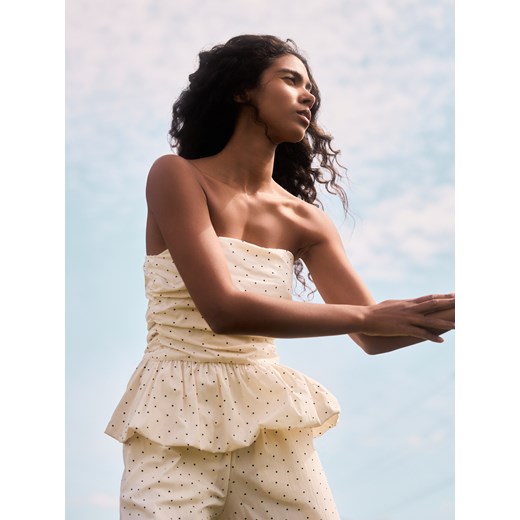 Reserved - Top z baskinką - złamana biel Reserved M wyprzedaż Reserved