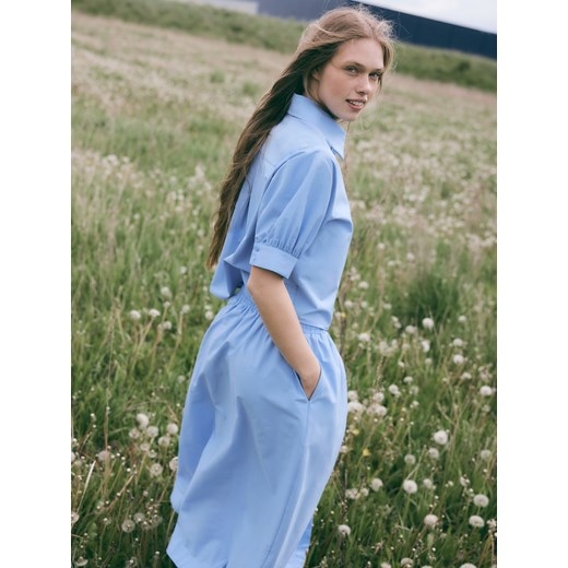 Reserved - Bawełniana spódnica midi - niebieski ze sklepu Reserved w kategorii Spódnice - zdjęcie 186001651